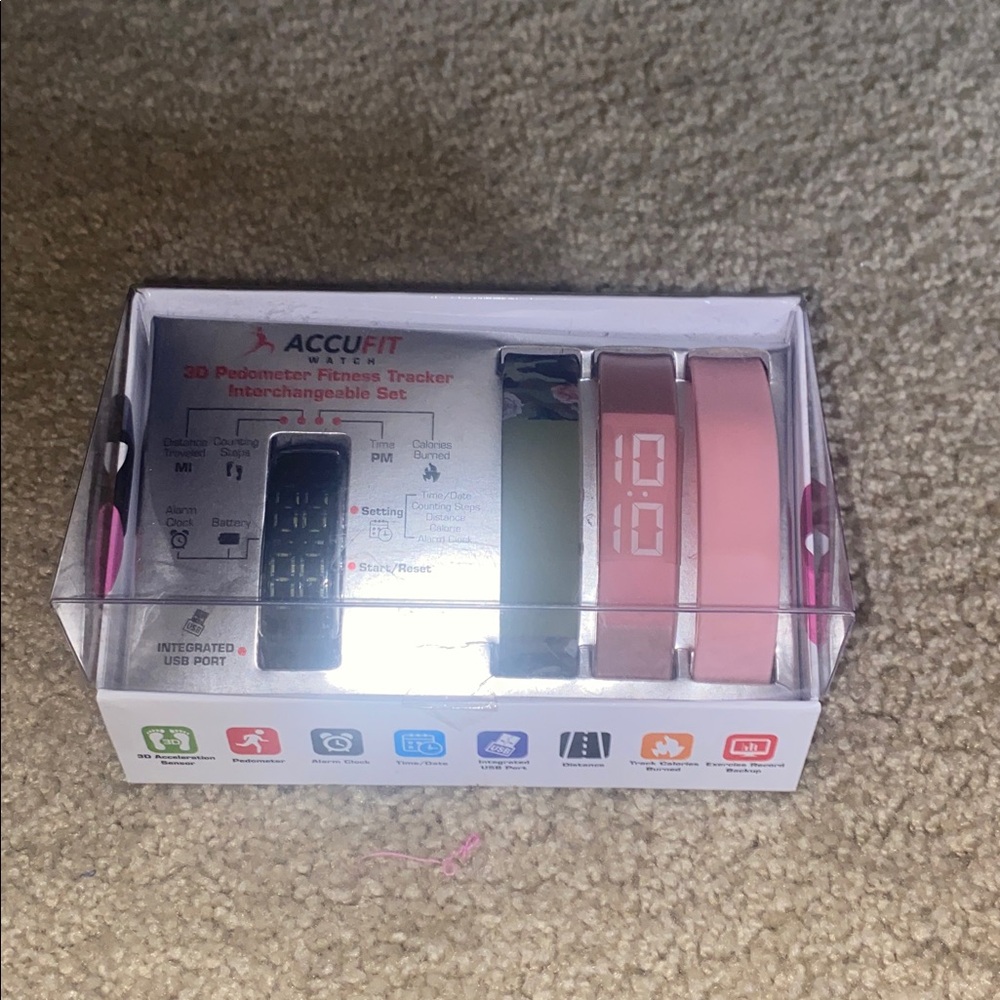 Accufit Watch 3D Pedometer Fitness Tracker Set New